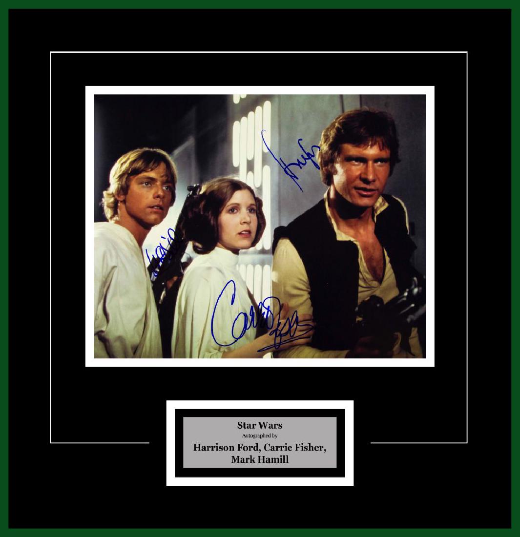 Luke Skywalker, Princess Leia, Han Solo, Artist Series: Signed by Harrison Ford, Carrie Fisher and Mark Hamill