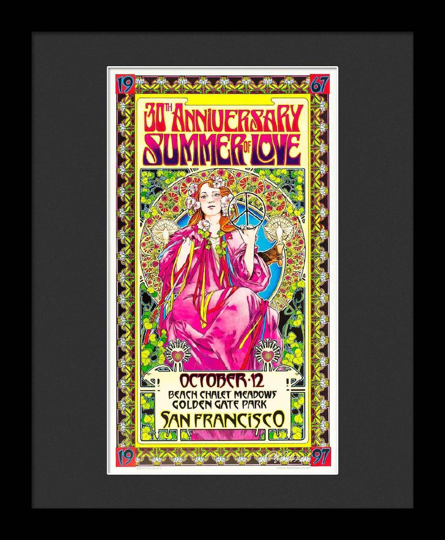Bob Masse "Summer of Love" Framed Poster: World renowned rock artist Bob Masse original concert poster. Bob Masse was responsible for helping produce the most memorable concert posters using the psychedelic art genre. Much of his influence wa