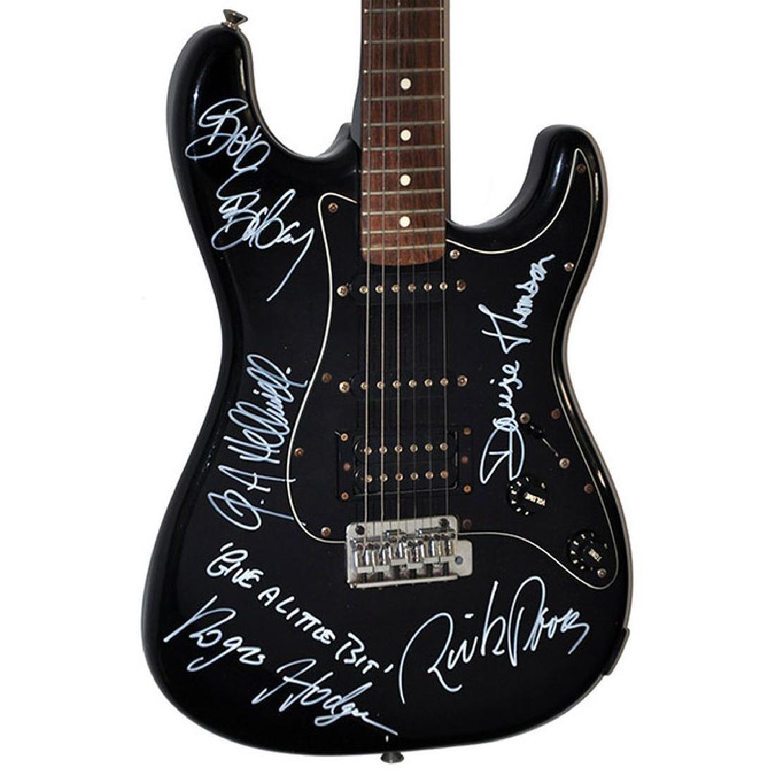 Supertramps Signed Guitar: Signed by Roger Hodgson, Bob C. Benberg, John Helliwell, Dougie Thomson, and Rick Davies