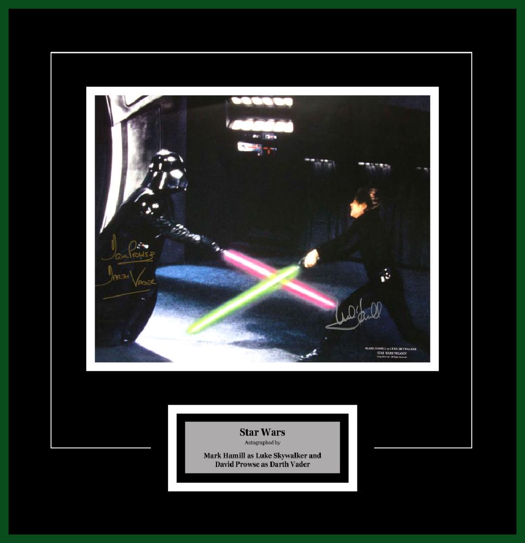 Luke Skywalker and Darth Vader Artist Series: Autographed by Mark Hamill as Luke Skywalker and David Prowse as Darth Vader.