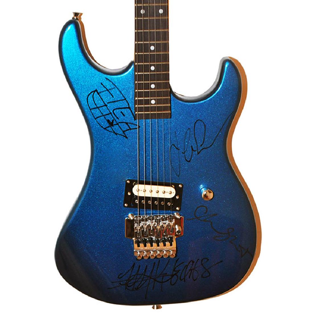 Red Hot Chili Peppers Band Signed Blue Metallic: Signed by Anthony Kiedis, John Frusciante, Flea, and Chad Smith