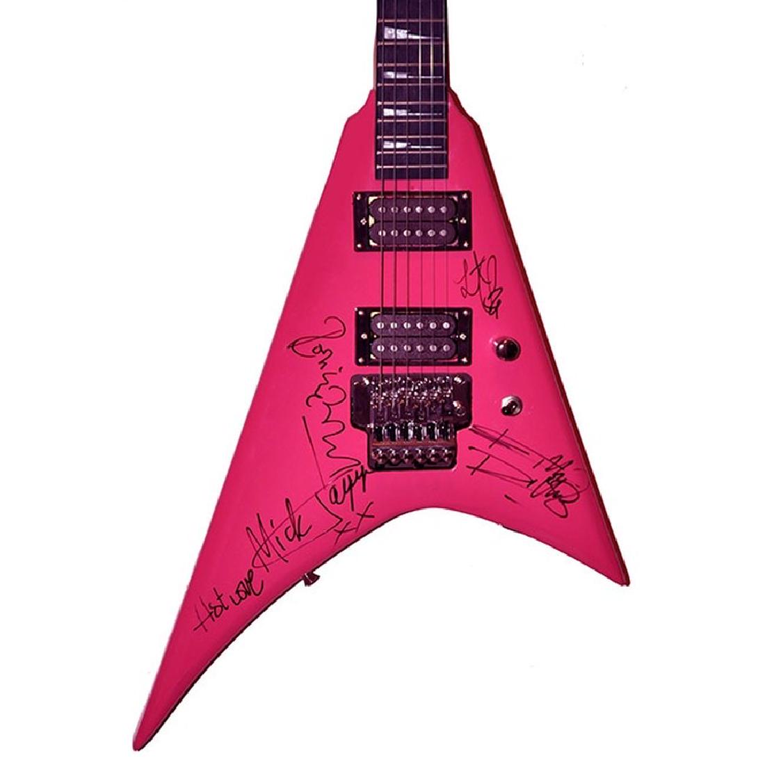 Rolling Stones Band Signed 70s Hot Pink Flying V Guitar (1 of 1)