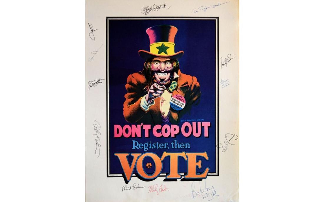 Grateful Dead & Jefferson Airplane Signed VOTE Poster (1 of 1)