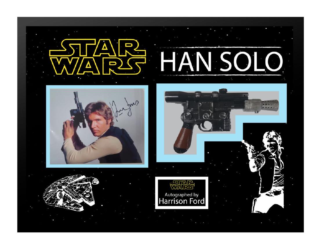 Harrison Ford Signed Han Solo Photo with Blaster (1 of 1)