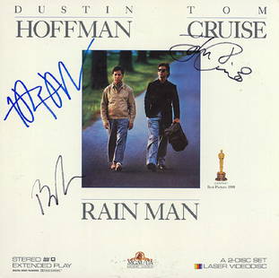 Tom Cruise & Dustin Hoffman "Rain Man" Signed Laserdisc: Signed by Dustin Hoffman, Tom Cruise, and Barry Levinson