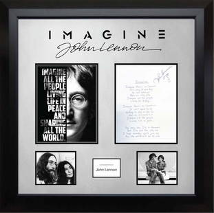 John Lennon "Imagine" Signed Lyrics: Signed by John Lennon