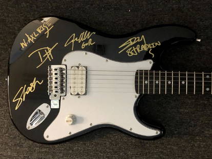 Guns N Roses Signed Guitar: Signed by Izzy Stradlin, W. Axl Rose, Duff McKagan, Slash, And Steven Adler