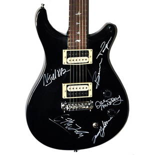 Elton John Band Signed Black PRS-Style Guitar: Signed by Elton John, Bernie Taupin, Davey Johnstone, Dee Dee Murray, and Nigel Olsson