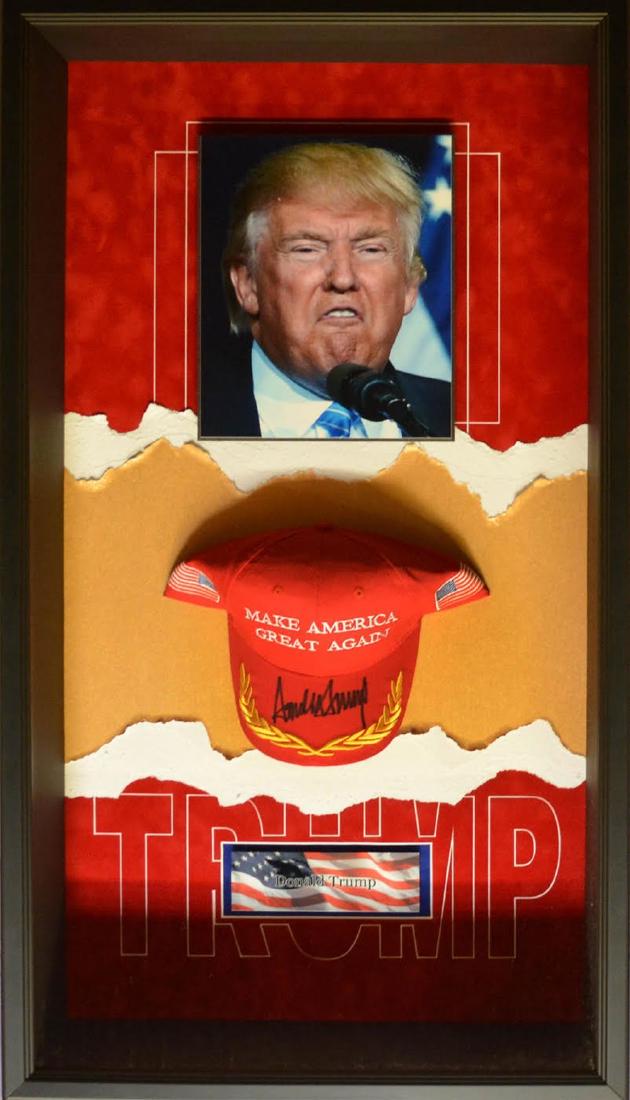 Donald Trump Framed & Signed MAGA Hat Collage: Signed by Donald Trump