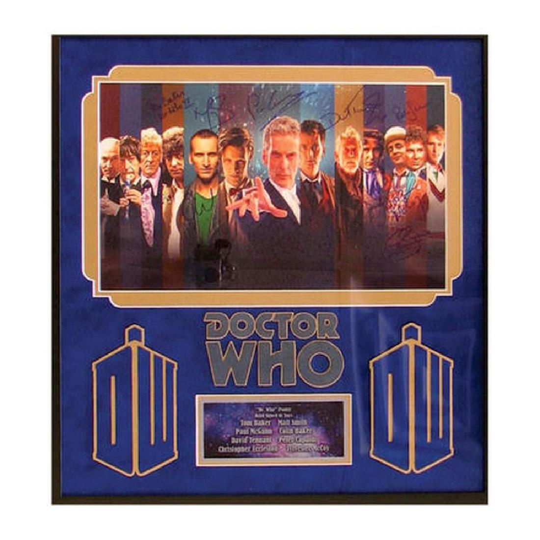 Doctor Who "The Doctors" Signed Collage: Signed by David Tennant, Matt Smith, Peter Capaldi, Tom Baker, Colin Baker, Sylvester McCoy, Paul McGinn, Christopher Eccleston