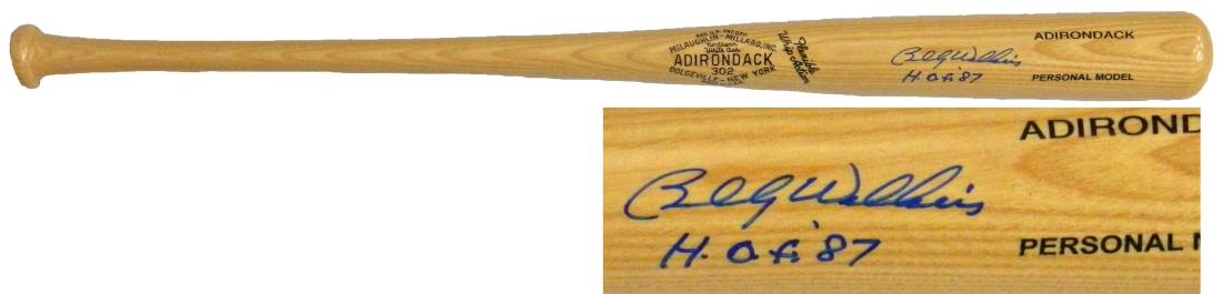 Billy Williams Signe Rawlings Adirondack Blonde: Billy Williams signed Rawlings Adirondack blonde baseball bat with 'HOF 87' inscription. Item comes with third-party Certificate of Authenticity guaranteed to pass JSA/PSA authentication