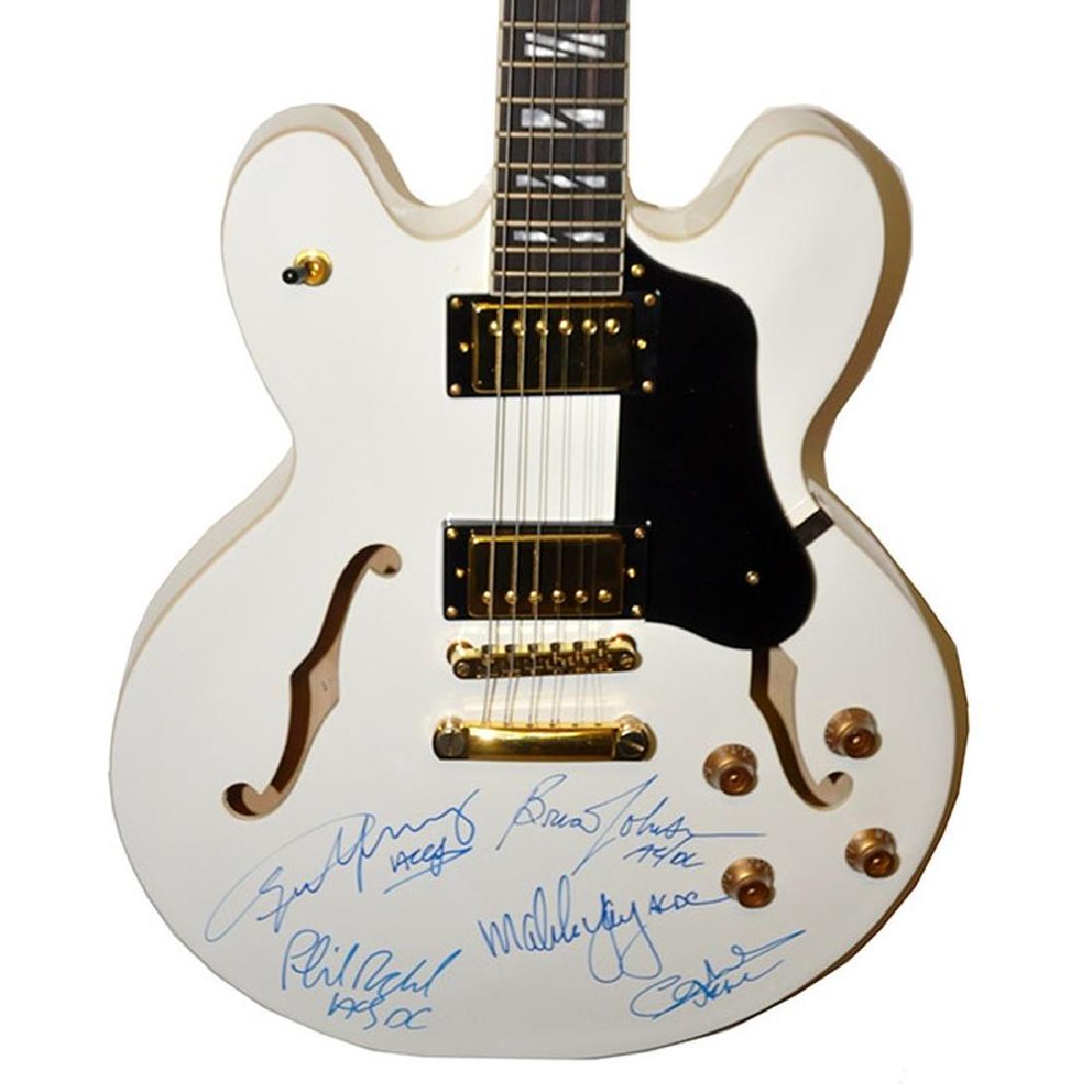 AC/DC Signed White Hollow Body Guitar