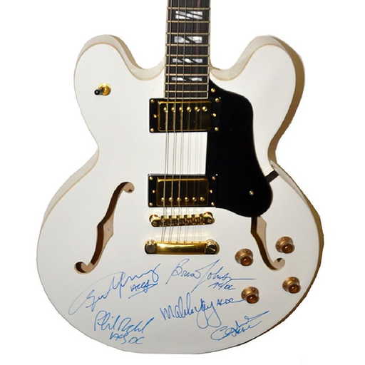 AC/DC Signed White Hollow Body Guitar