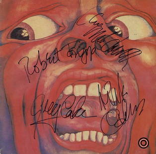 King Crimson "In the Court of the Crimson King" Signed: Signed by Robert Fripp, Michael Giles, Greg Lake, and Ian McDonald