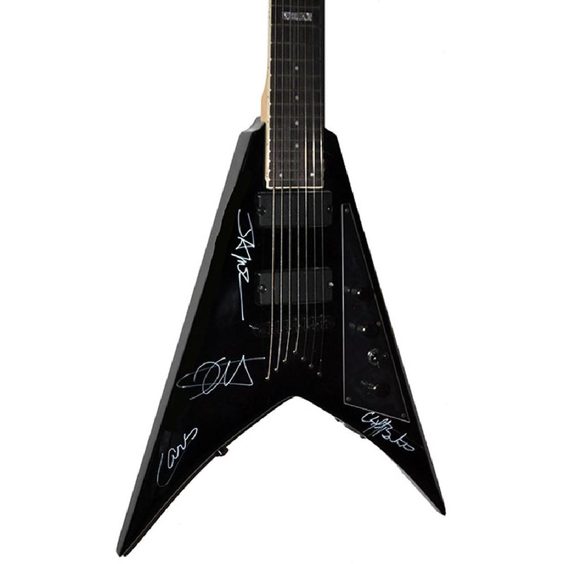 Metallica Band Signed Blackened ESP Flying V Guitar (1 of 1)