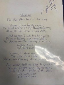 WOMAN LYRICS by JOHN LENNON: Woman, I can hardly