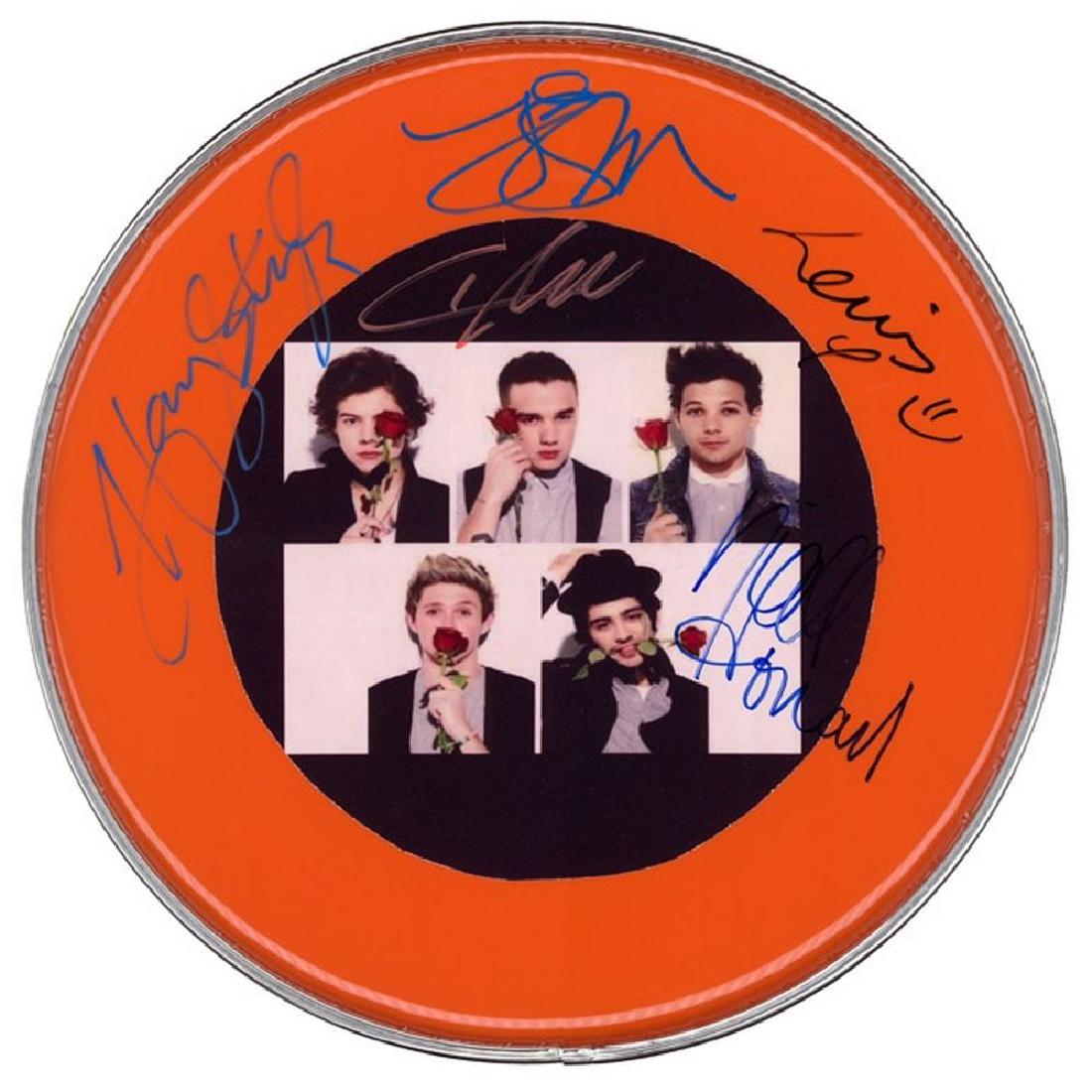 One Direction Signed Drum Head: Signed by Niall Horan, Liam Payne, Harry Styles, Louis Tomlinson, and Zayn Malik