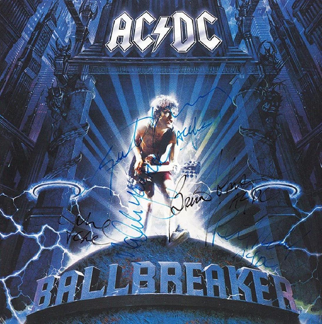 AC/DC Signed Ballbreaker Album: Signed by Brian Johnson, Angus Young, Malcolm Young, Cliff Williams, and Phil Rudd