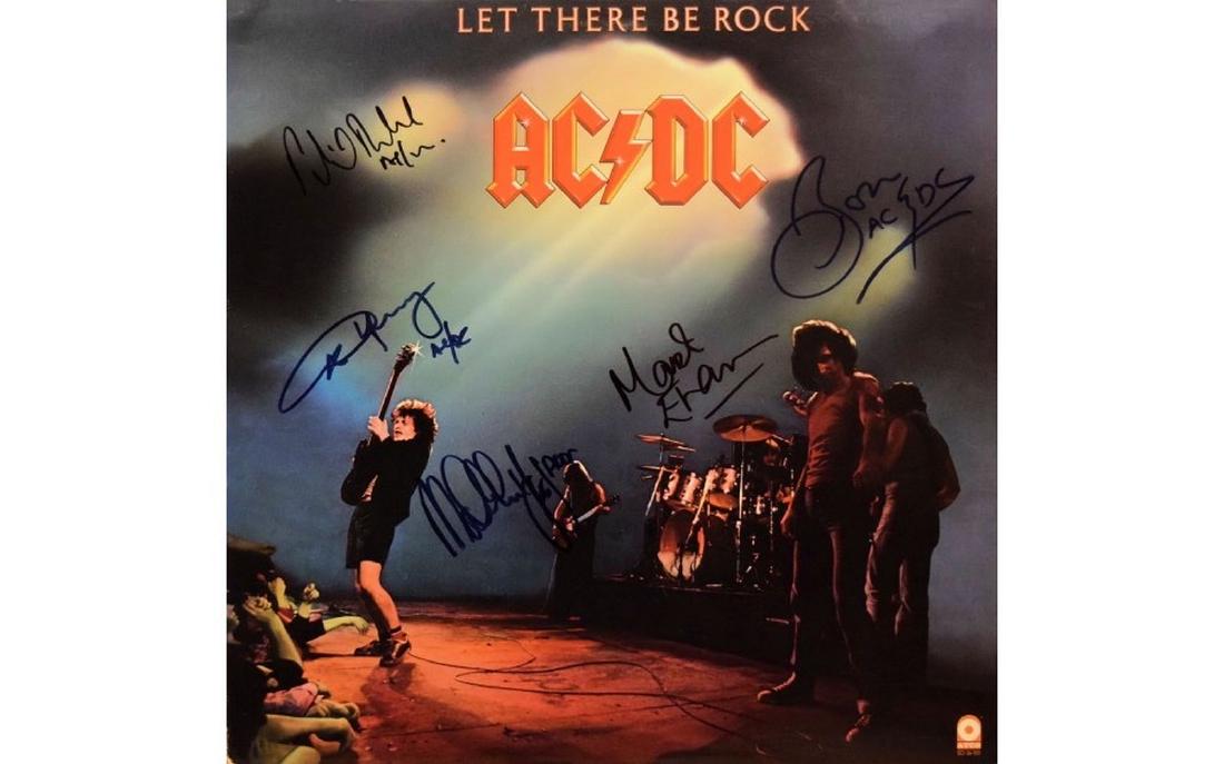 AC/DC Signed "Let There Be Rock" Album: Signed by Bon Scott, Phil Rudd, Mark Evans, Angus Young and Malcolm Young