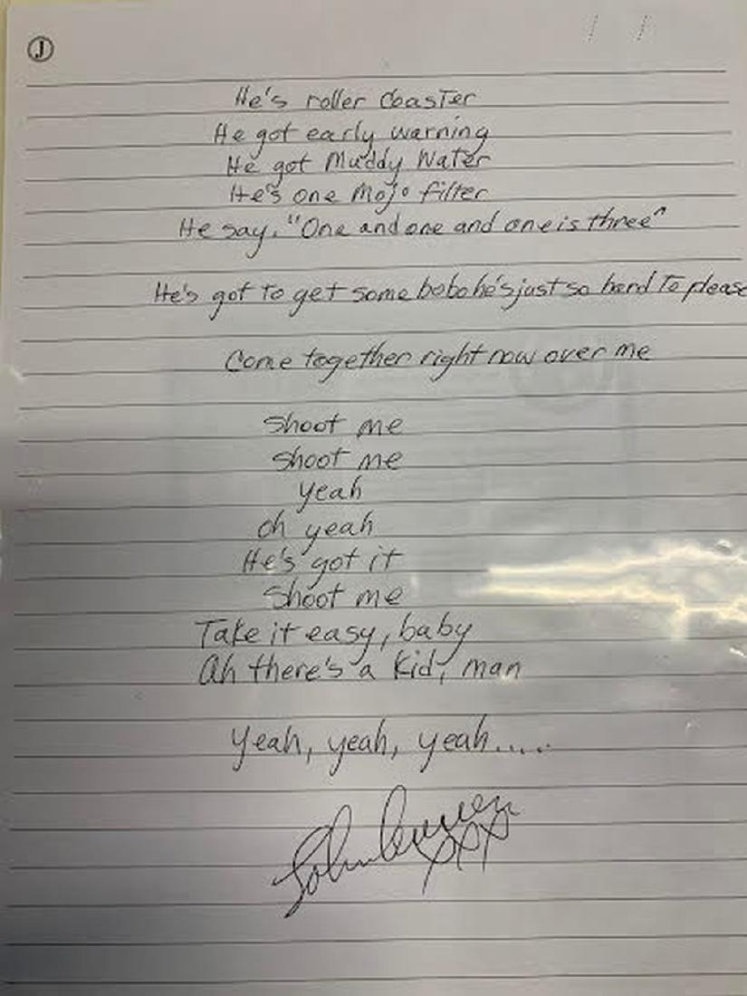 Lennon Signed And Written Come Together Lyrics Gfa Feb 28 2019 High End Memorabilia In Ca