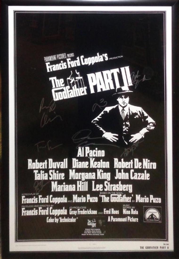 The Godfather Part II: Signed by Francis Ford Coppola, Al Pacino, Robert DeNiro, Diane Keaton, Robert Duvall, Talia Shire and Danny Aiello.