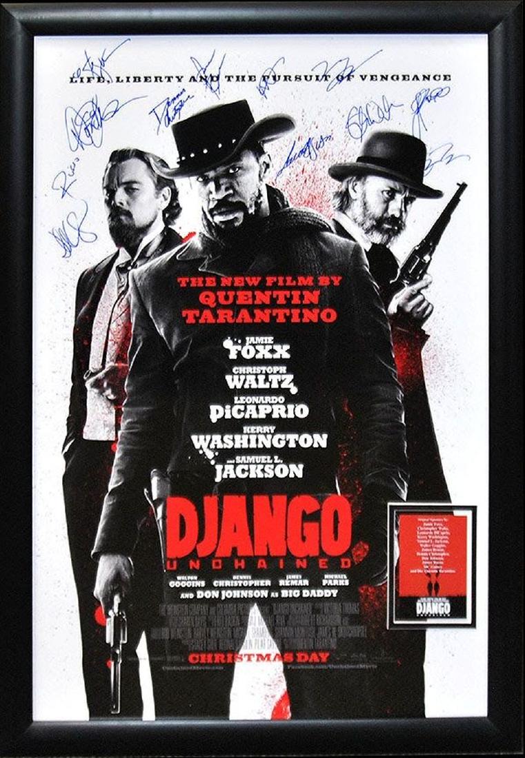 Django Signed Movie Poster: â€œDjangoâ€ Signed movie poster from the Oscar nominated hit by Jamie Foxx, Leonardo DiCaprio, Kerry Washington, Christoph Waltz, Samuel L. Jackson, Walt Goggins, James Remar, Dennis Christophe