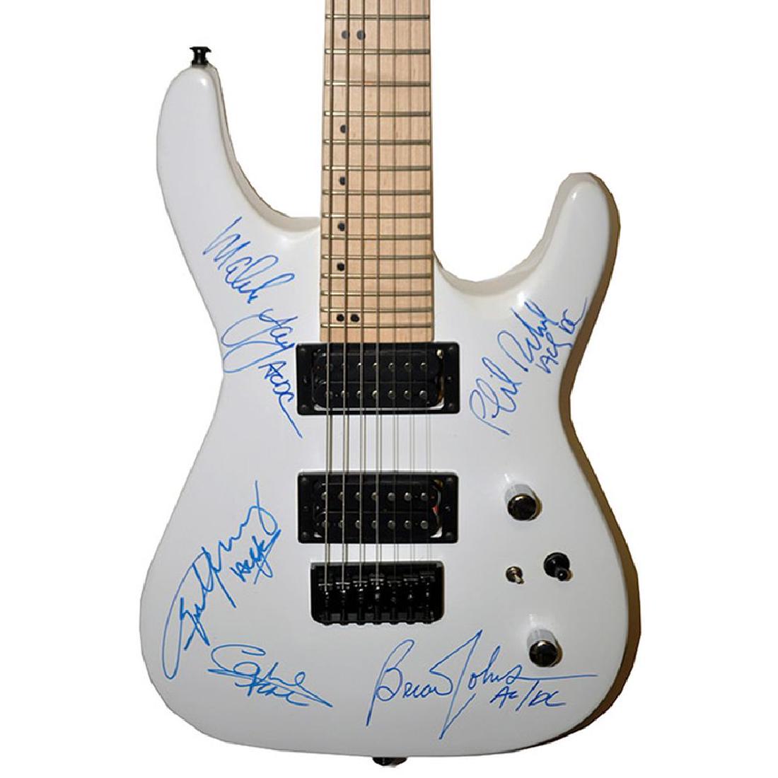 AC/DC Band Signed White Electric Guitar