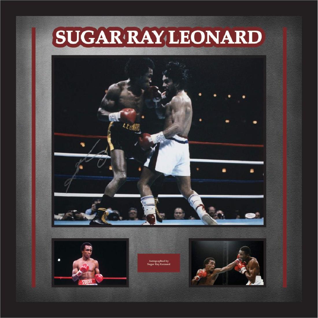 Sugar Ray Leonard Signed Collage: Signed by Sugar Ray Leonard