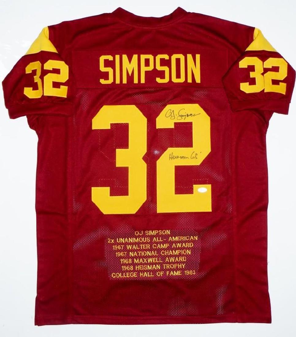O.J. Simpson Heisman Signed Maroon College Style Stat: Signed by O.J. Simpson