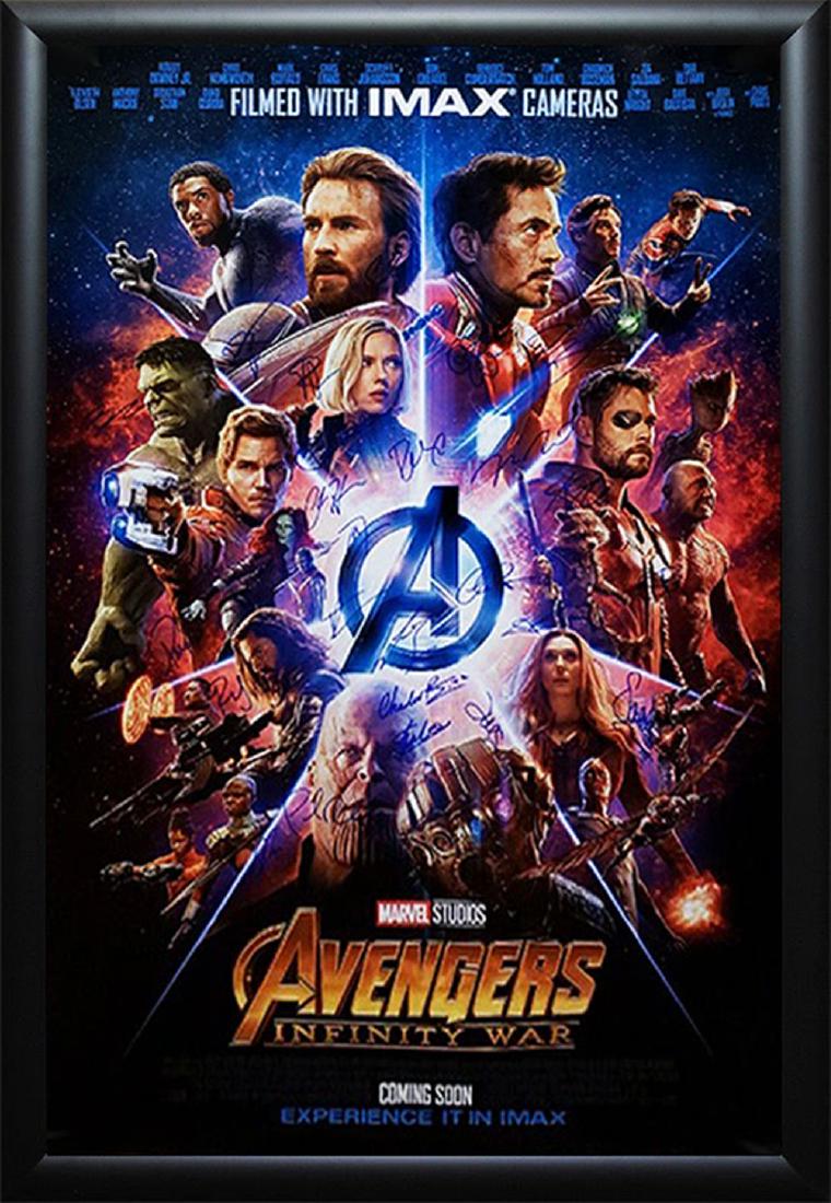 Avengers Infinity War Signed Poster: Autographed by Robert Downey Jr., Chris Evans, Chadwick Boseman, Chris Hemsworth, Elizabeth Olsen, Sebastian Stan, Karen Gillan, Scarlett Johansson, Tom Hiddleston, Benedict Cumberbatch, Tom Holland, 