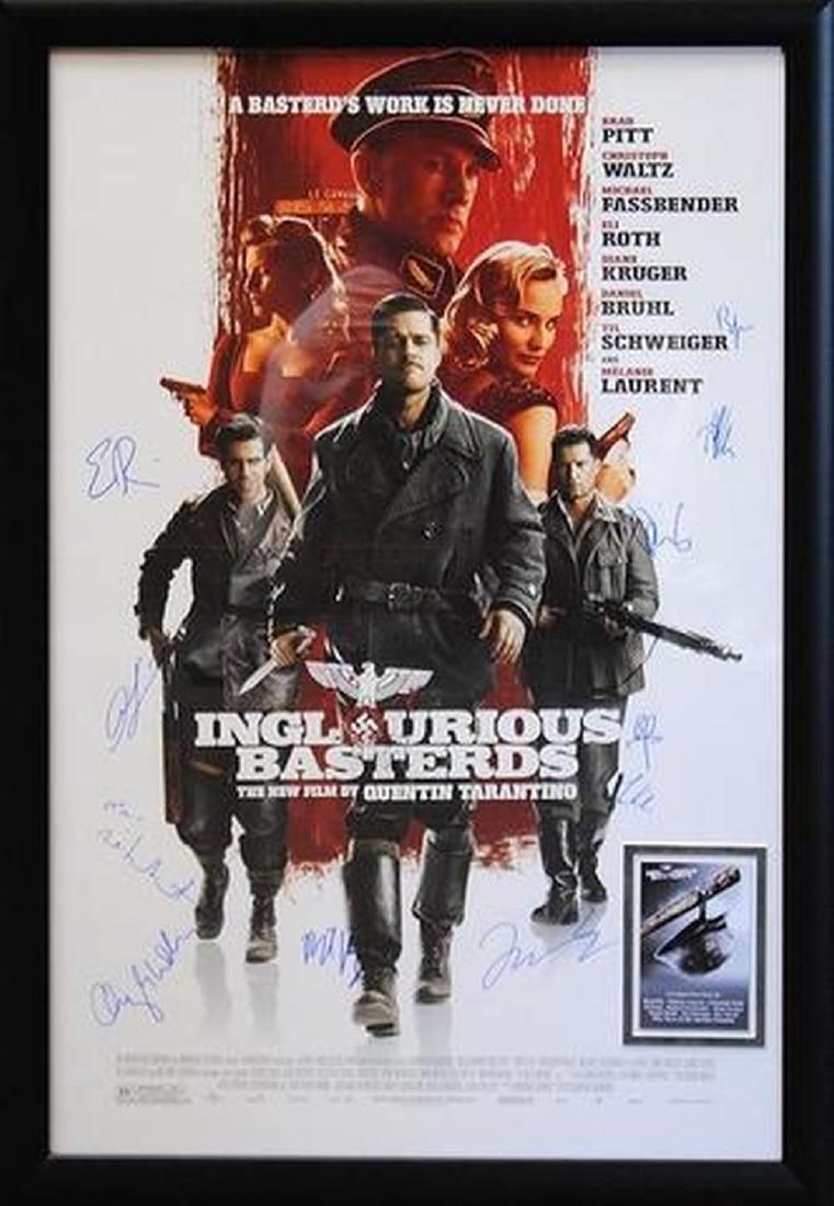 Inglorious Basterds Signed Movie Poster: Signed by Brad Pitt, Christoph Waltz, Eli Roth, Michael Fassbender, Diane Kruger, Melanie Laurent, Daniel Bruhl, Til Schweiger, BJ Novak, Mike Myers and director Quentin Tarantino