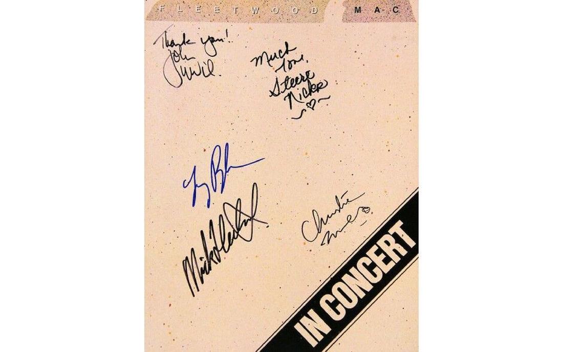 Fleetwood Mac Autographed Tour Book: Autographed Tour Book Promoting The 'Tusk' Concert Lindsey Buckingham. Signed Much Love, Stevie Nicks with a heart, Mick Fleetwood, Thank You! John McVie and Christine McVie