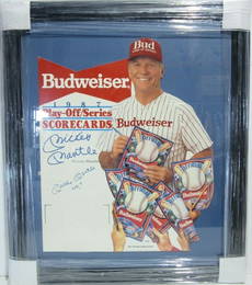 (PSA/DNA) MICKEY MANTLE SIGNED FRAMED BUDWEISER