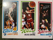 PSA/DNA Erving, Johnson & Bird Signed Card