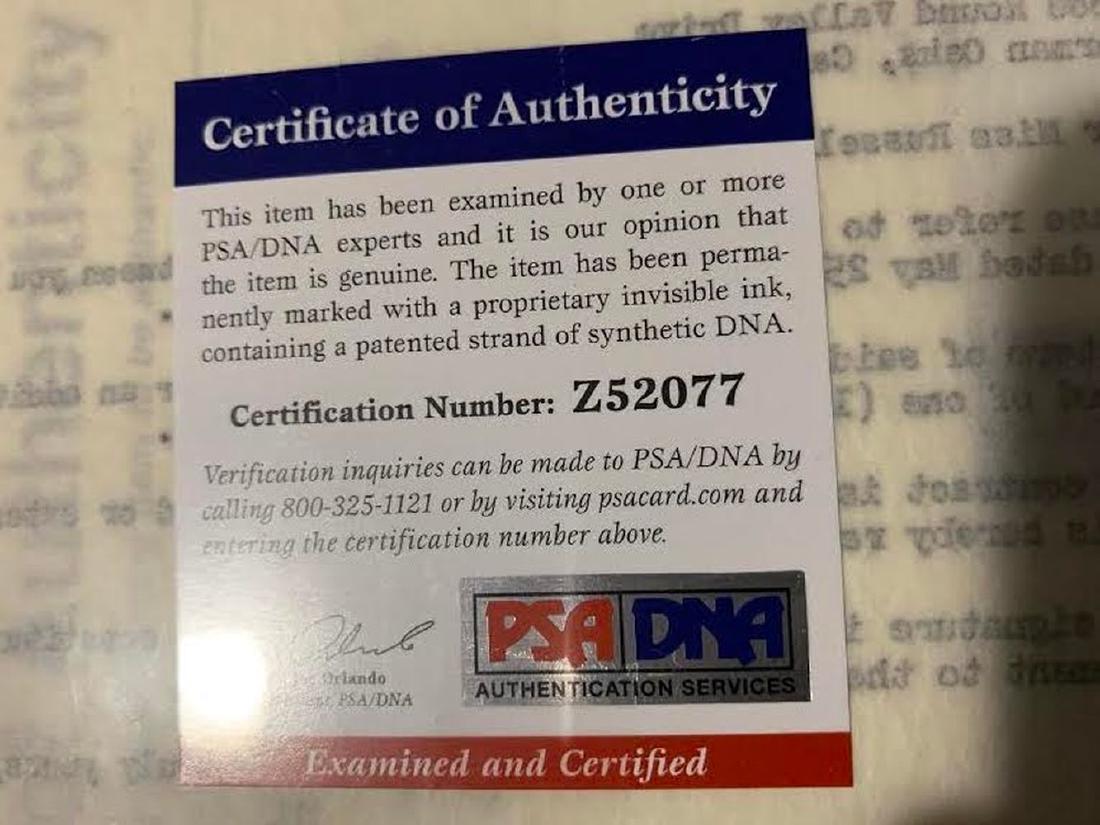 PSA Jane Russell Signed Contract Extension Form - 2