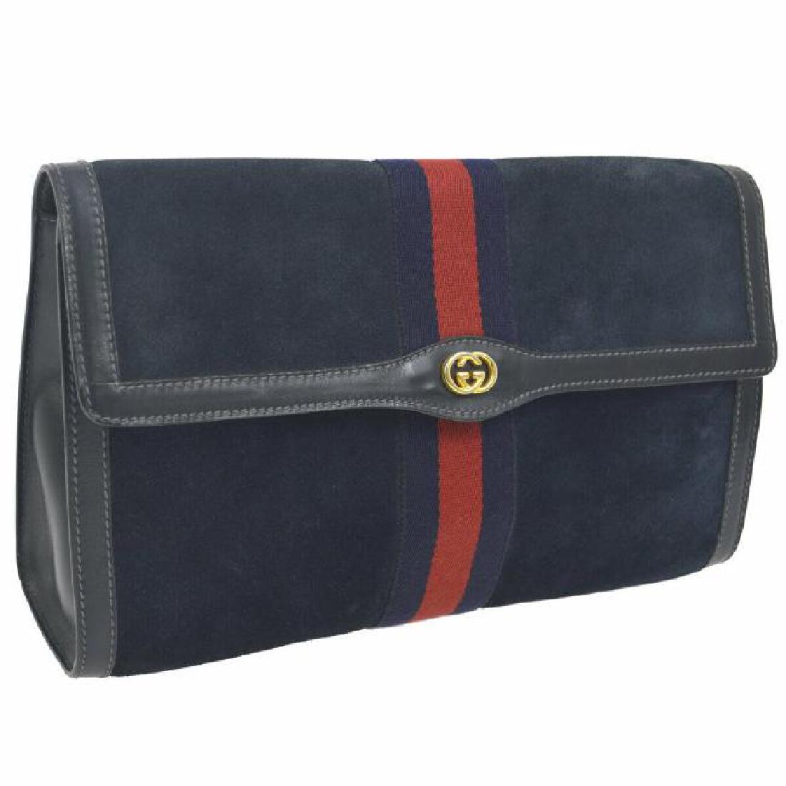 vintage gucci clutch navy