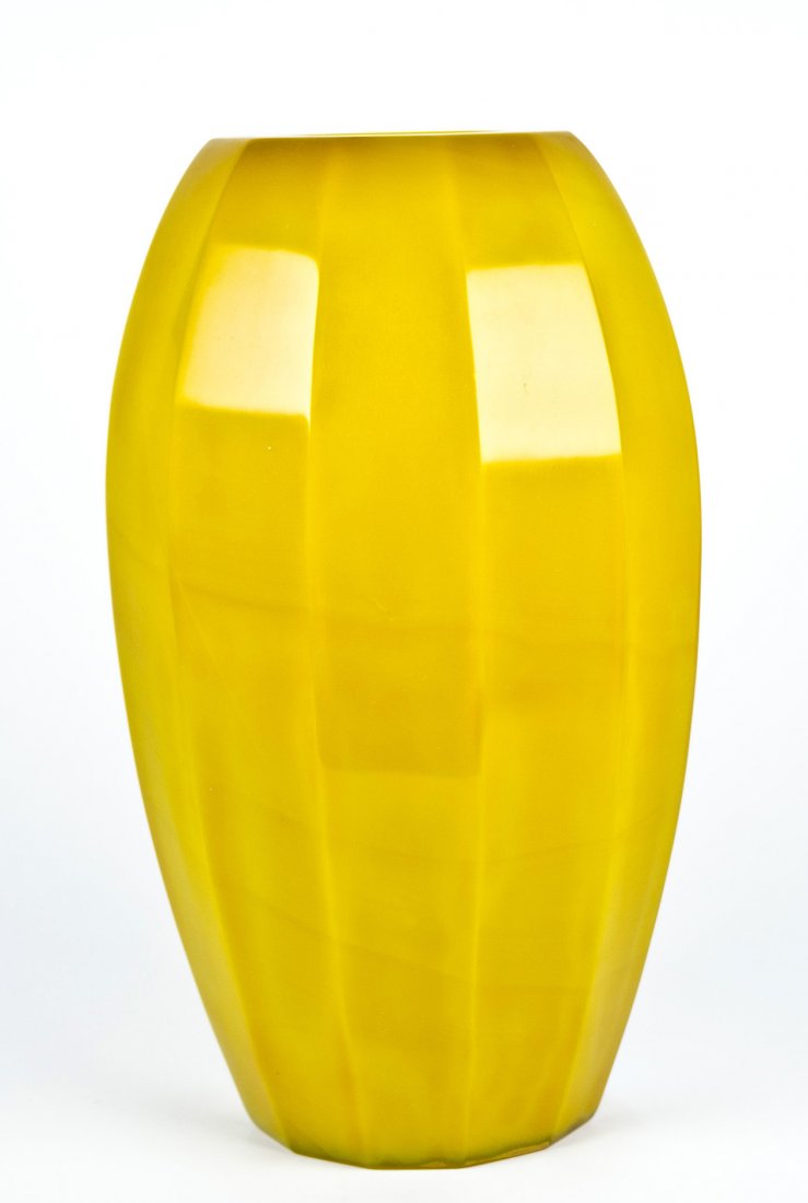 Peking Opaque Yellow Glass Vase by Robert Kuo: Robert Kuo(China b.circa 1940's), signed underneath. circa 1980, excellent condition.