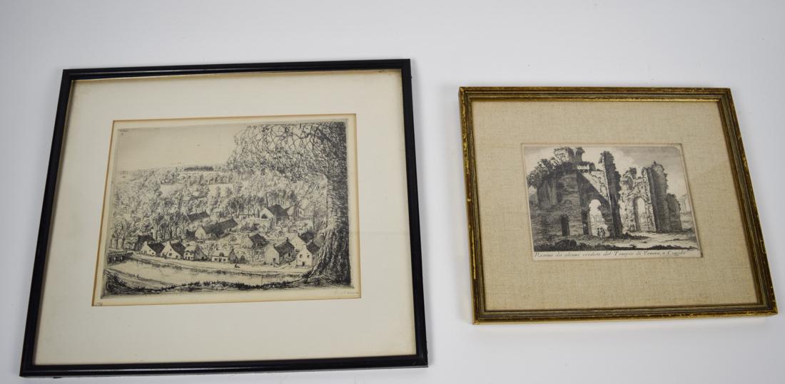 Luigi Rossini Print and Etching: Etching and print by Italian artist Luigi Rossini, an artist known for his architectural etchings. 6.5 x 4.5; 9 1/4 x 7. 5000-0075-2