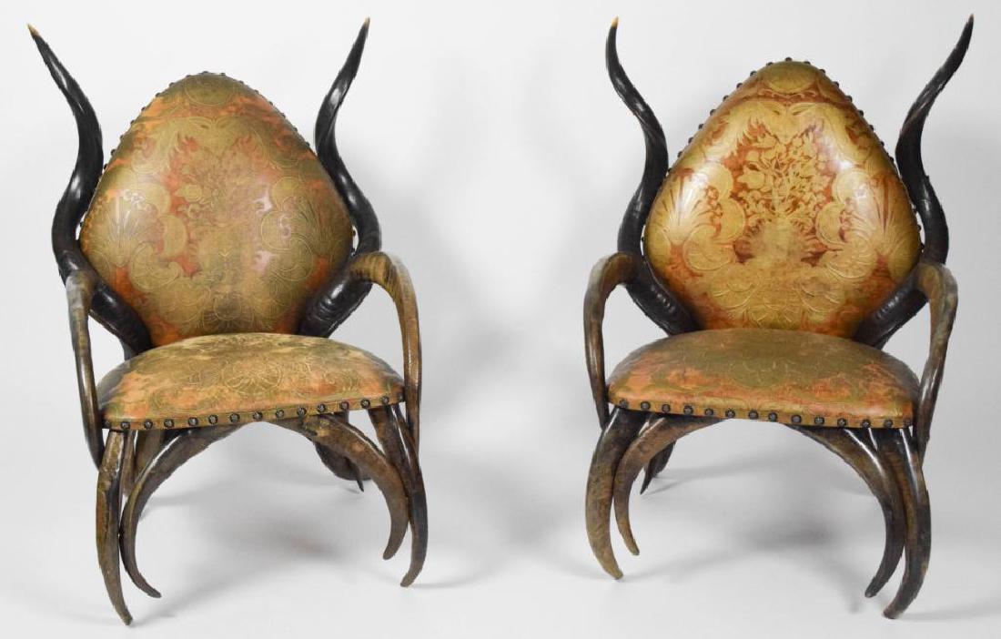 Pair African Horn Chairs from Safari (1 of 6)