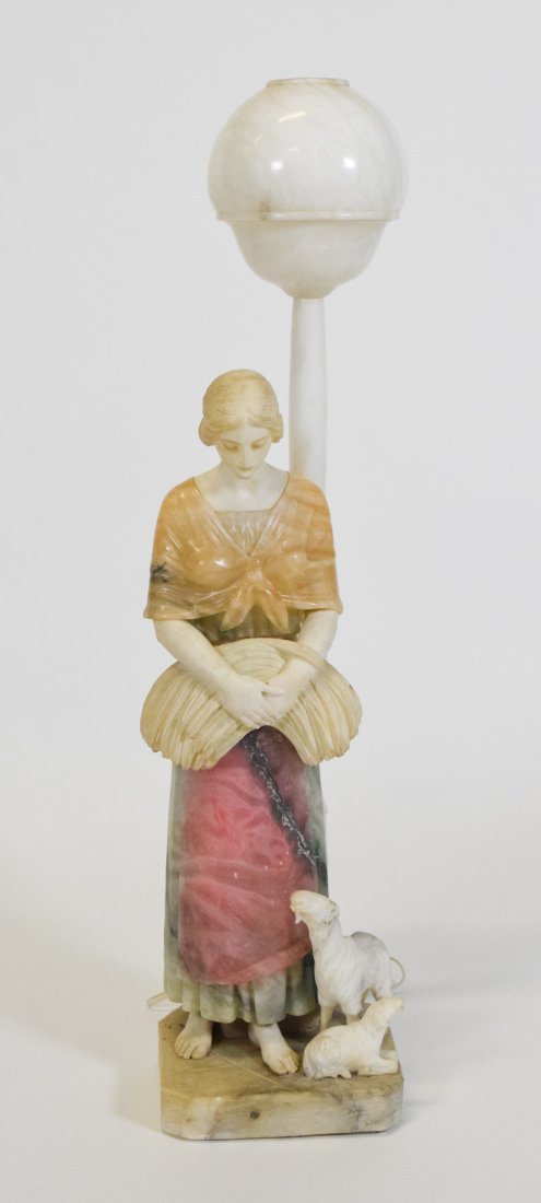 Italian Marble and Alabaster Figural Lamp (1 of 10)
