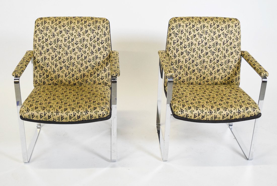 Pair of Pace Chrome and Fabric Chairs (1 of 7)