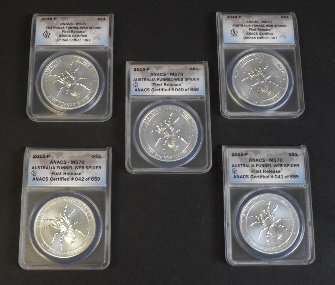 5 Australian Funnel Web Spider Coins (1 of 2)