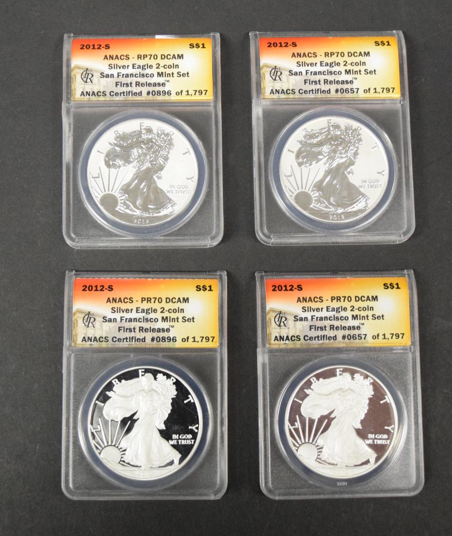 4 $1 Silver Eagle 2012 coins (1 of 2)