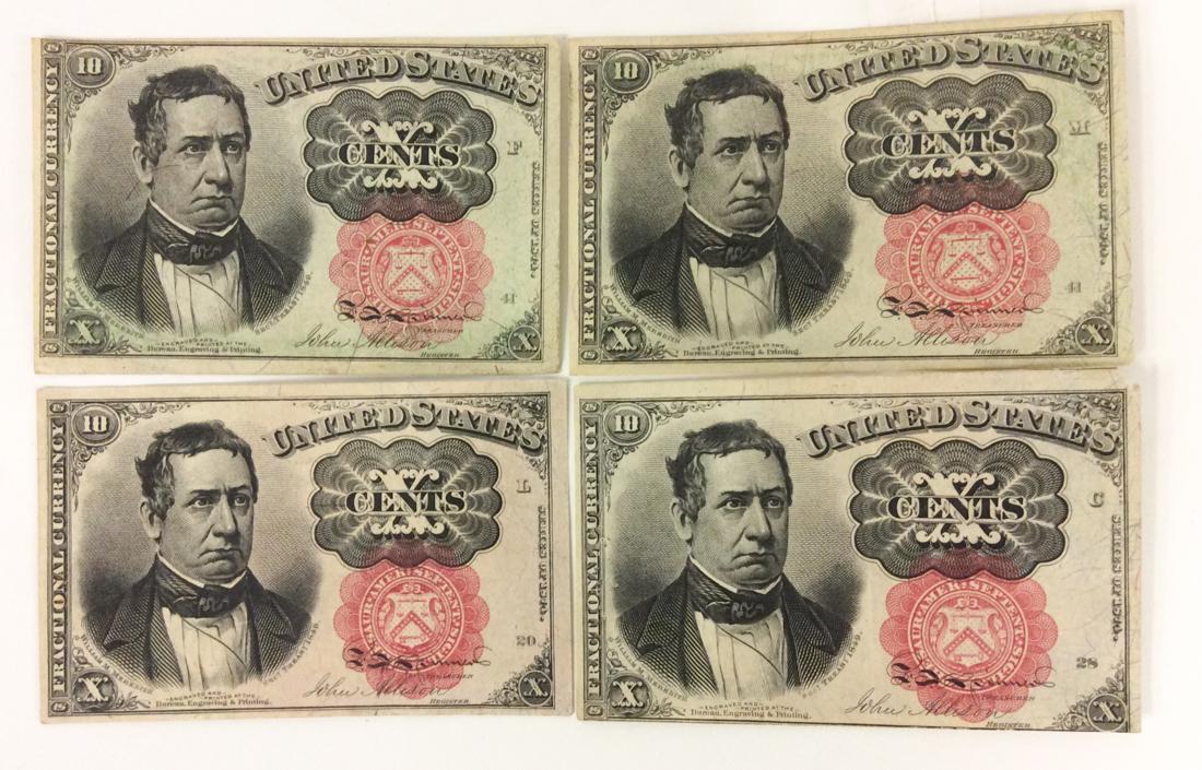 Four 10 Cent Fifth Issue Fractional Currency Notes (1 of 2)