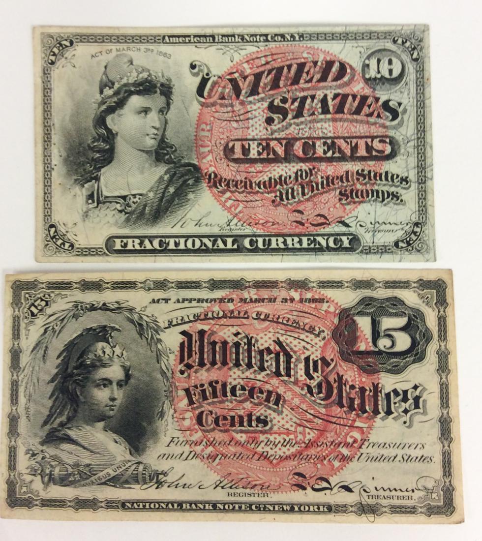 10 cent & 15 cent Fractional Currency Notes (1 of 2)