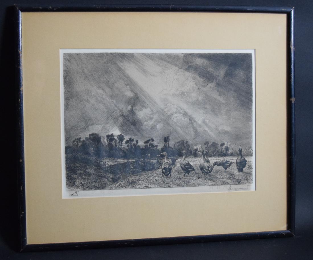 Etching by Felix Bracquemond (French 1833-1914) (1 of 4)