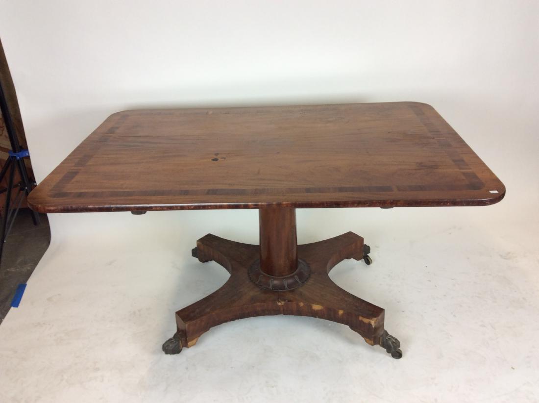 Antique Mid 19th C English Tilt Top Table, with banded (1 of 1)