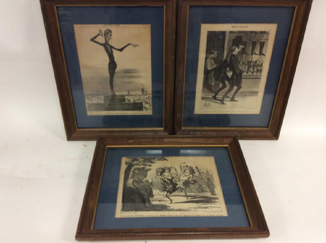 3 Honore Daumier Lithographs, sight 12 x 9, all signed (1 of 4)