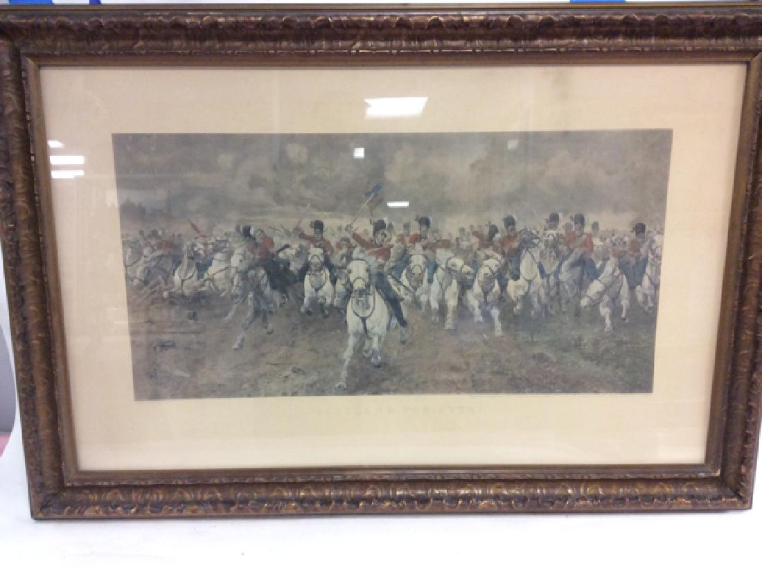Large Hand Colored Lithograph "Scotland Forever" , (1 of 2)