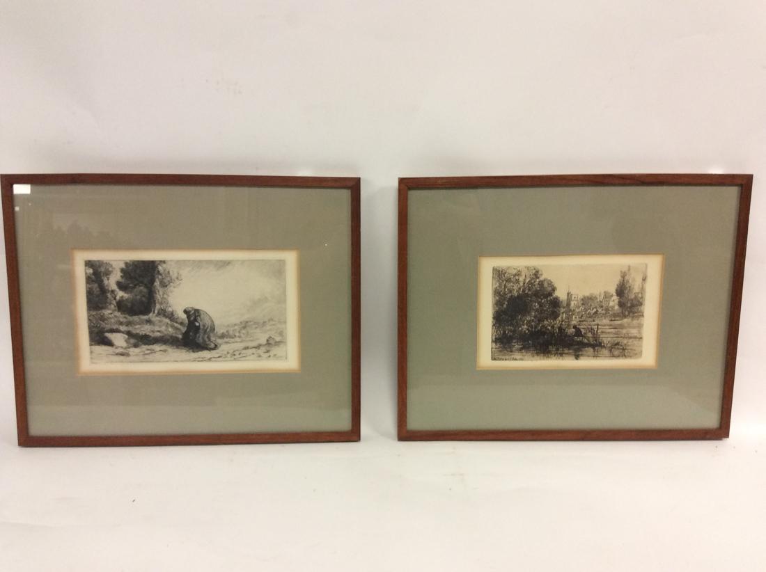 2 19th Cent Engravings, both signed in plates. Castle (1 of 3)